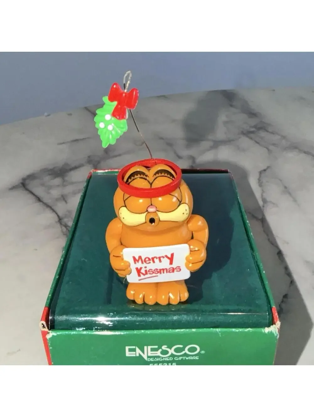 Garfield Enesco Merry Kissmas Christmas Ornament 555215 Mistletoe Vintage Boxed